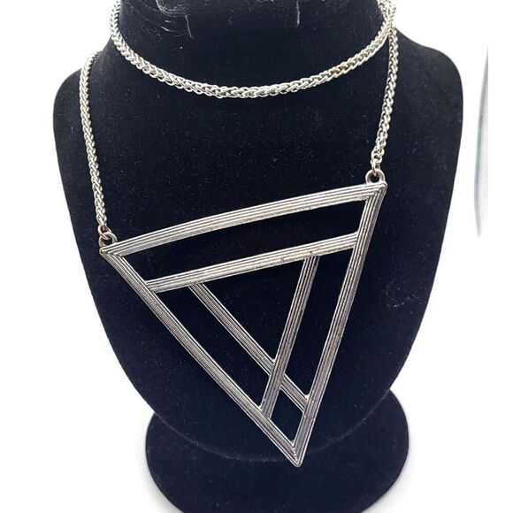 Bold Large Triangle Pendant Necklace 38in - Picture 1 of 4